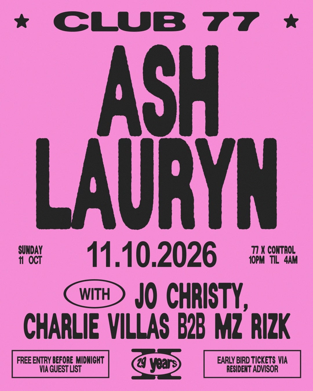 77 x Control: Ash Lauryn, Jo Christy, Charlie Villas b2b Mz Rizk