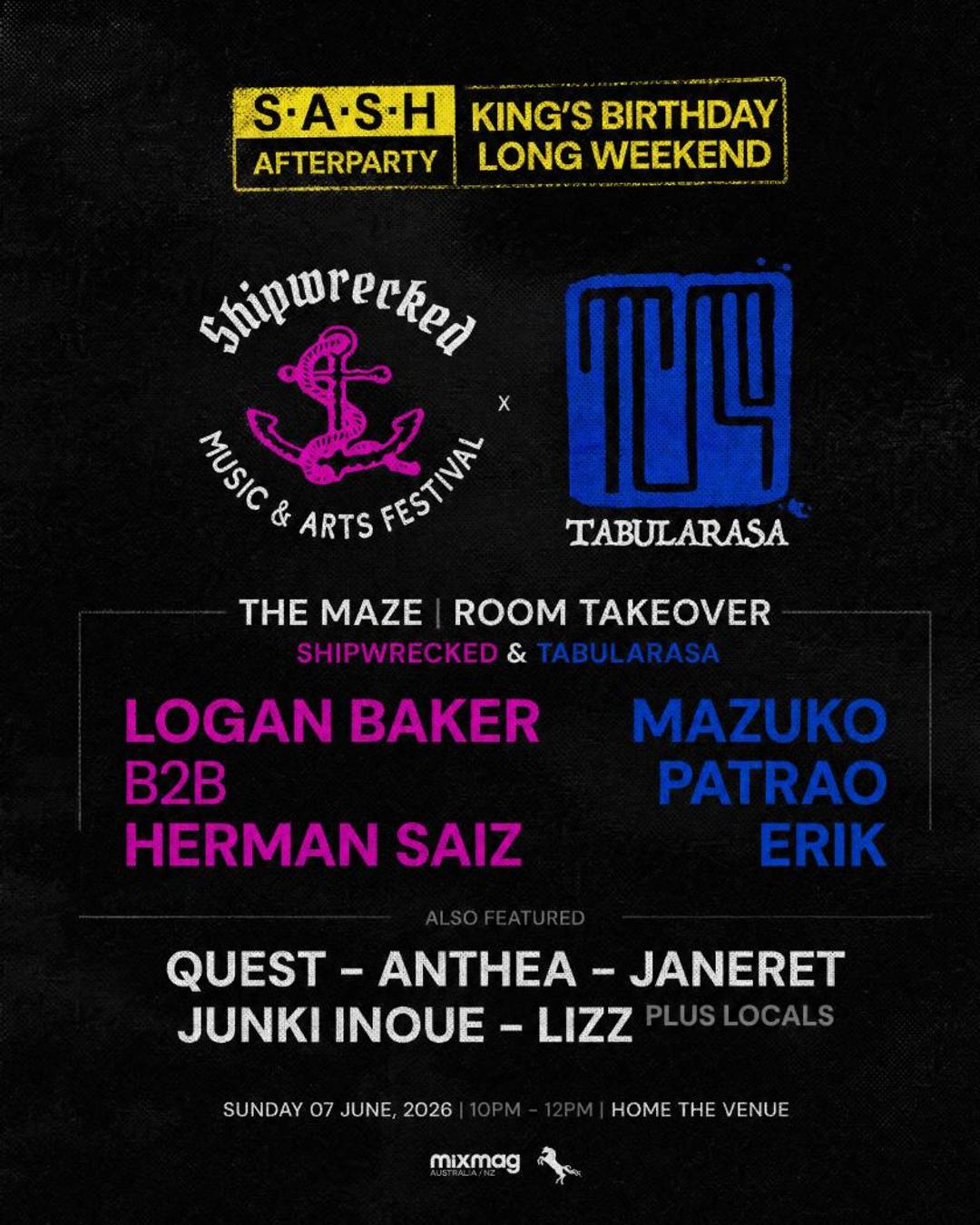 Shipwrecked & Tabularasa at S.A.SH AFTER PARTY - King's Bday LWE - Sun 7th June